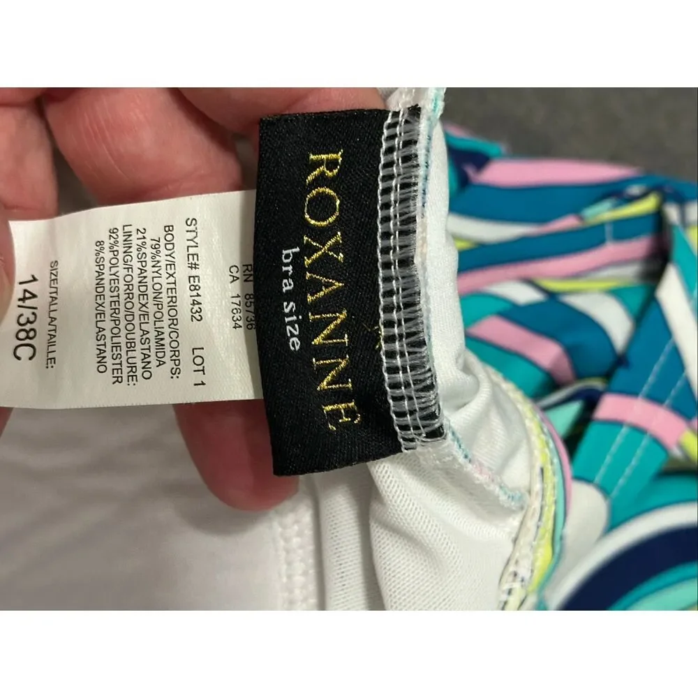 Roxanne 14 38C Underwire Tummy Control Swim Dress Multicolor